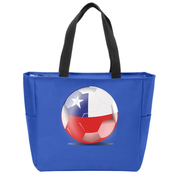 Soccer Ball Country Flag Chile Zip Tote Bag