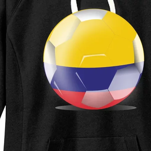 Soccer Ball Country Flag Colombia Women's Fleece Hoodie