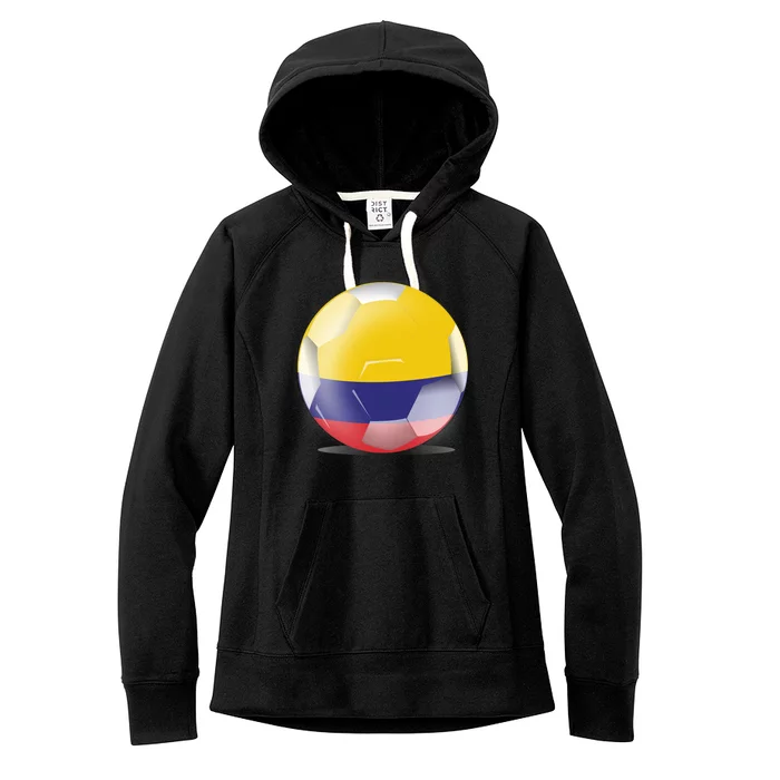 Soccer Ball Country Flag Colombia Women's Fleece Hoodie