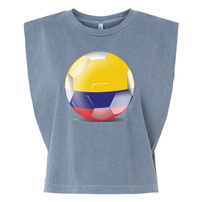 Soccer Ball Country Flag Colombia Garment-Dyed Women's Muscle Tee