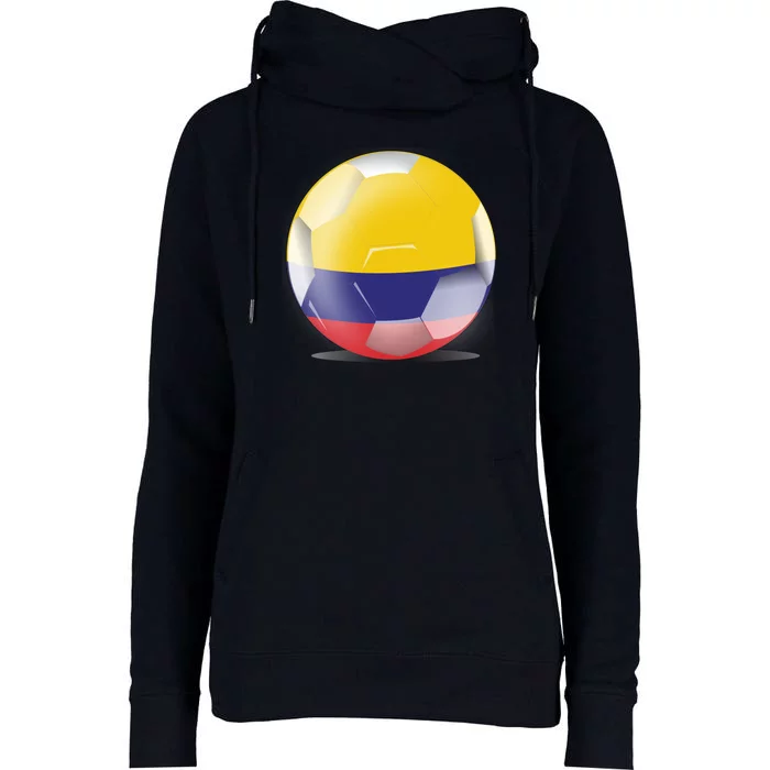 Soccer Ball Country Flag Colombia Womens Funnel Neck Pullover Hood