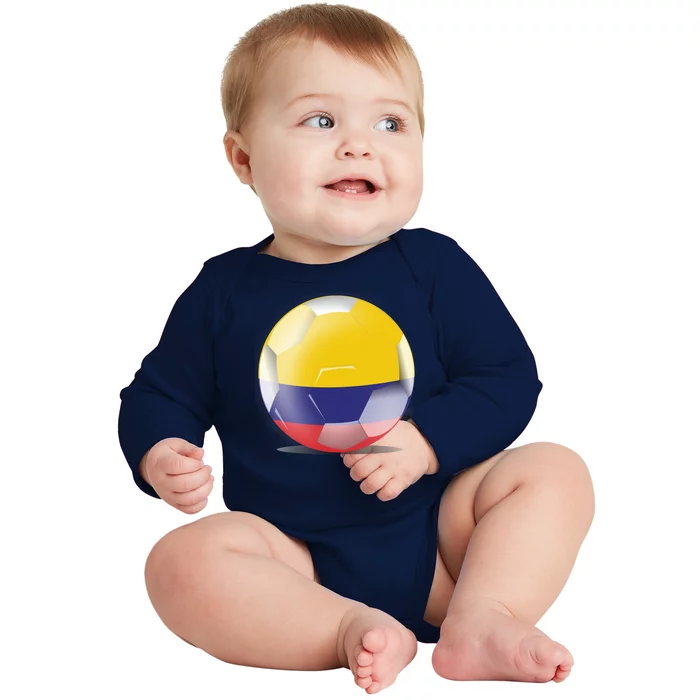 Soccer Ball Country Flag Colombia Baby Long Sleeve Bodysuit