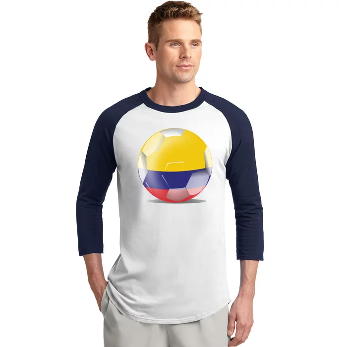 Soccer Ball Country Flag Colombia Baseball Sleeve Shirt