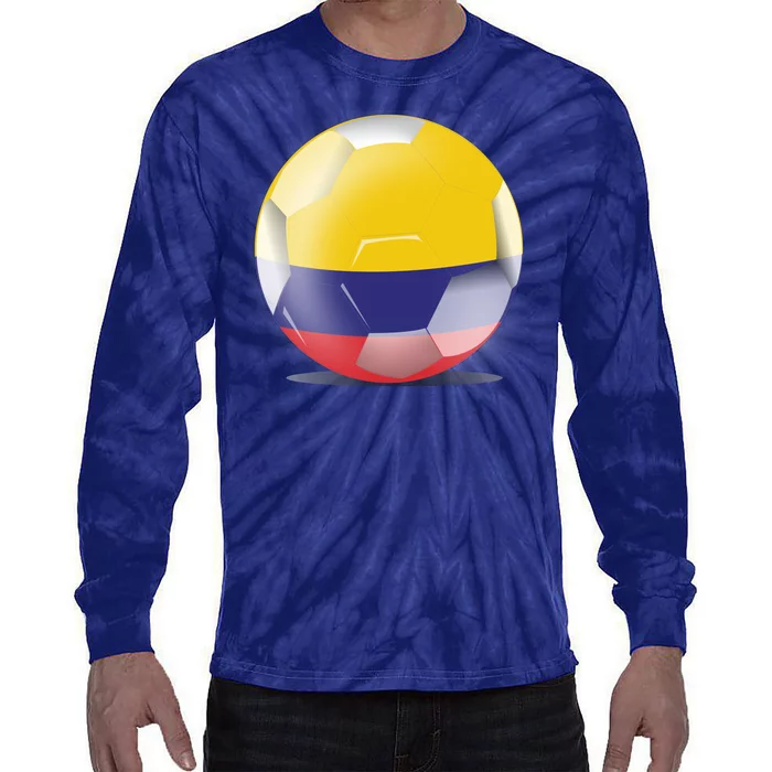 Soccer Ball Country Flag Colombia Tie-Dye Long Sleeve Shirt