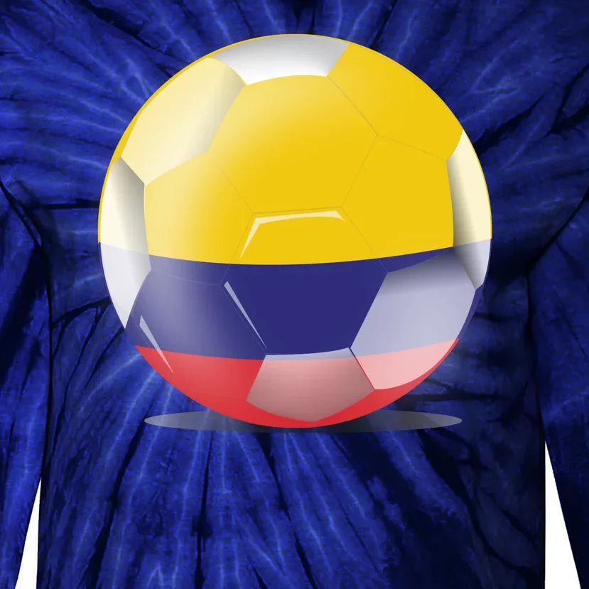 Soccer Ball Country Flag Colombia Tie-Dye Long Sleeve Shirt