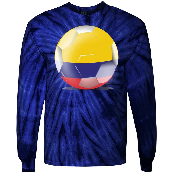 Soccer Ball Country Flag Colombia Tie-Dye Long Sleeve Shirt