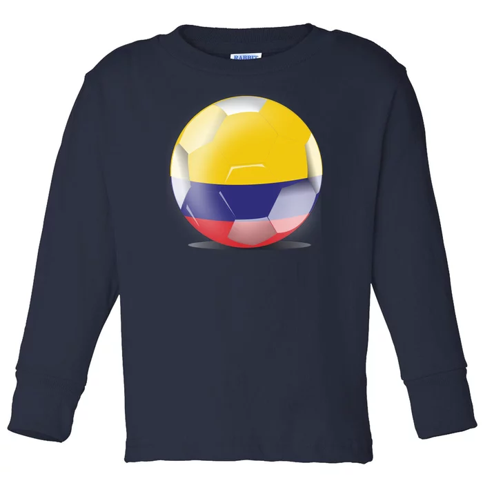 Soccer Ball Country Flag Colombia Toddler Long Sleeve Shirt