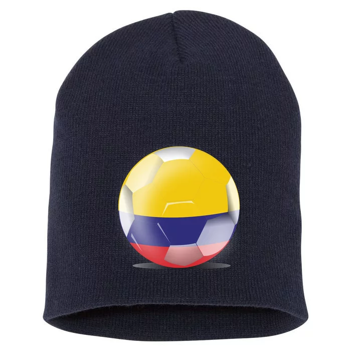 Soccer Ball Country Flag Colombia Short Acrylic Beanie