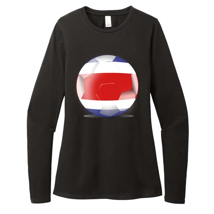 Soccer Ball Country Flag Costa Rica Womens CVC Long Sleeve Shirt