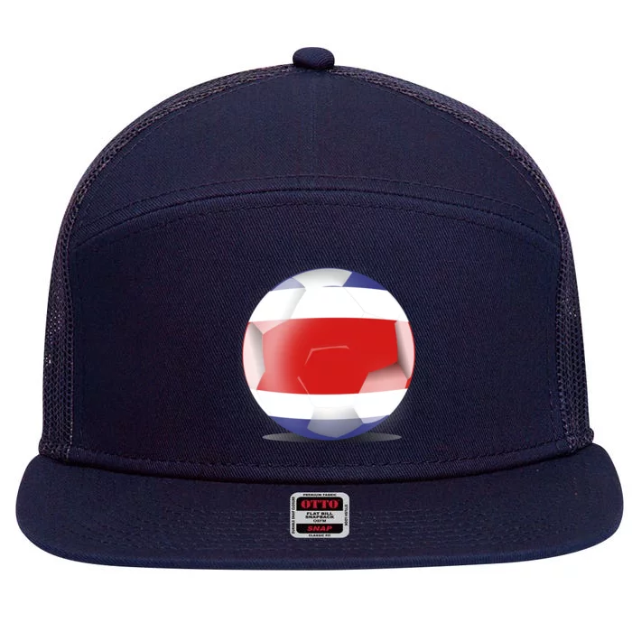 Soccer Ball Country Flag Costa Rica 7 Panel Mesh Trucker Snapback Hat