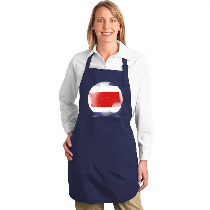 Soccer Ball Country Flag Costa Rica Full-Length Apron With Pocket