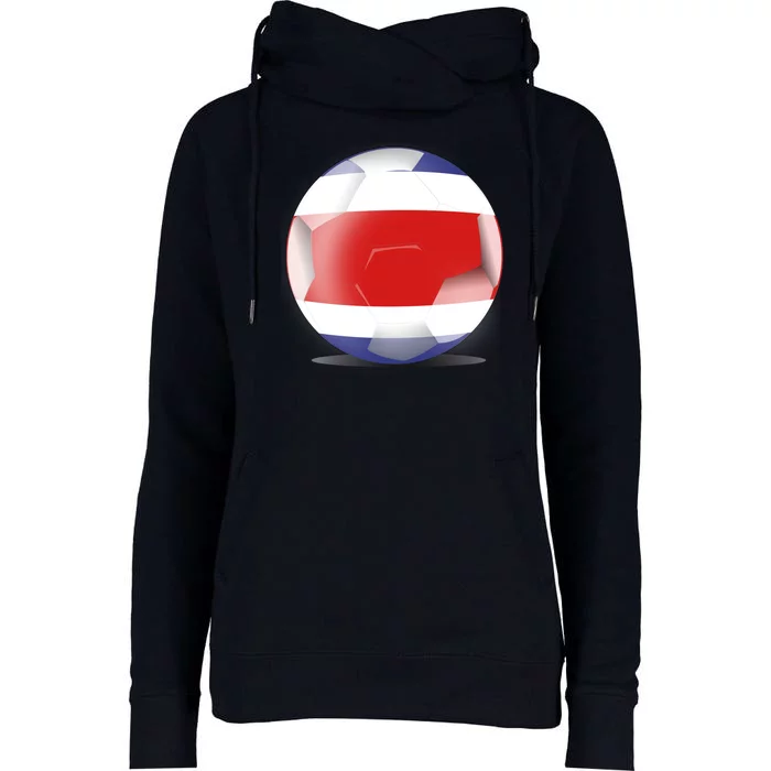 Soccer Ball Country Flag Costa Rica Womens Funnel Neck Pullover Hood