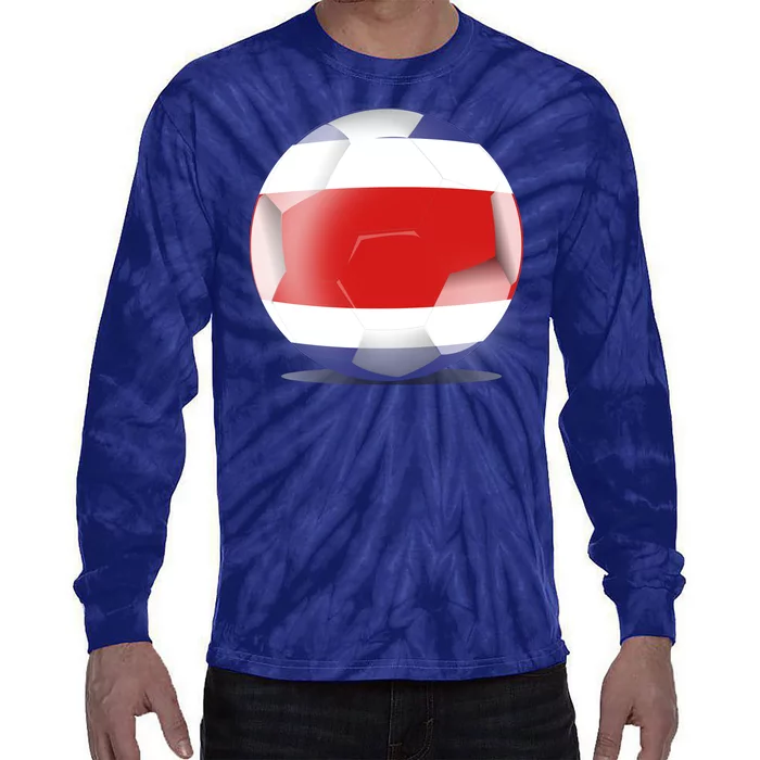 Soccer Ball Country Flag Costa Rica Tie-Dye Long Sleeve Shirt