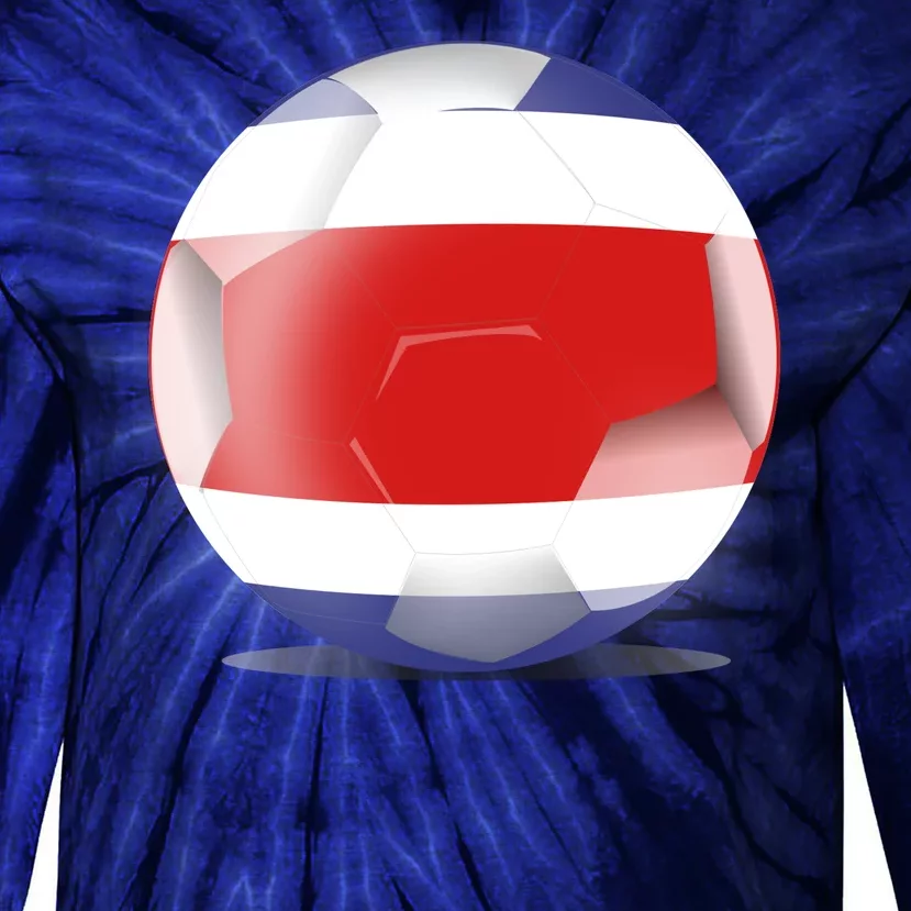 Soccer Ball Country Flag Costa Rica Tie-Dye Long Sleeve Shirt