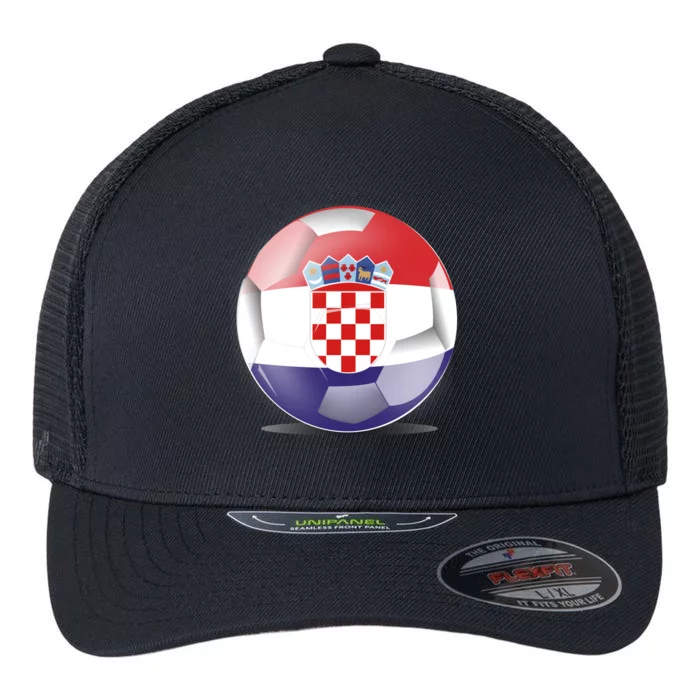 Soccer Ball Country Flag Croatia Flexfit Unipanel Trucker Cap