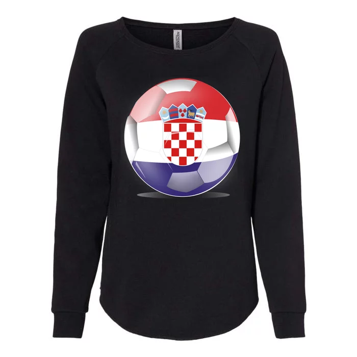 Soccer Ball Country Flag Croatia Womens California Wash Sweatshirt