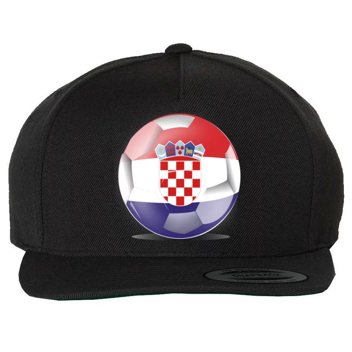 Soccer Ball Country Flag Croatia Wool Snapback Cap