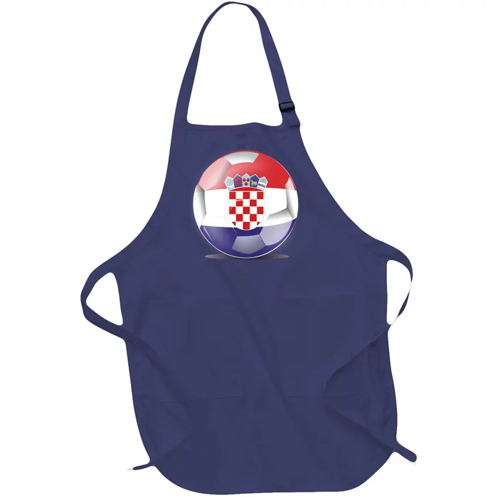 Soccer Ball Country Flag Croatia Full-Length Apron With Pocket