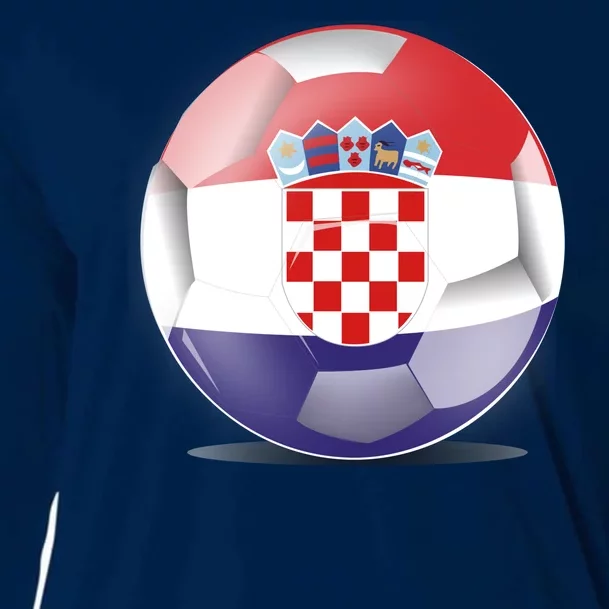 Soccer Ball Country Flag Croatia Cooling Performance Long Sleeve Crew