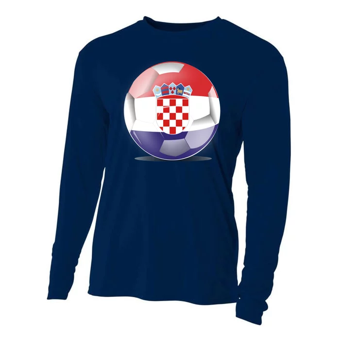 Soccer Ball Country Flag Croatia Cooling Performance Long Sleeve Crew