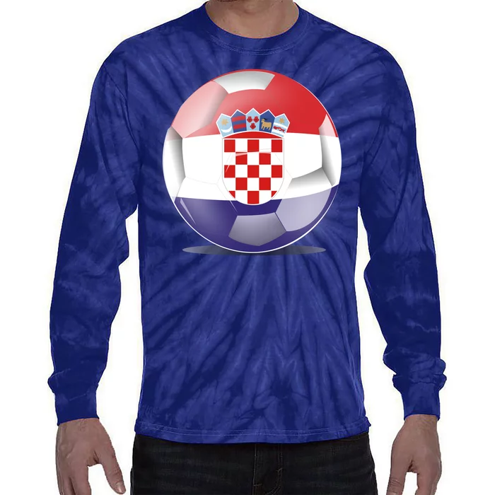 Soccer Ball Country Flag Croatia Tie-Dye Long Sleeve Shirt