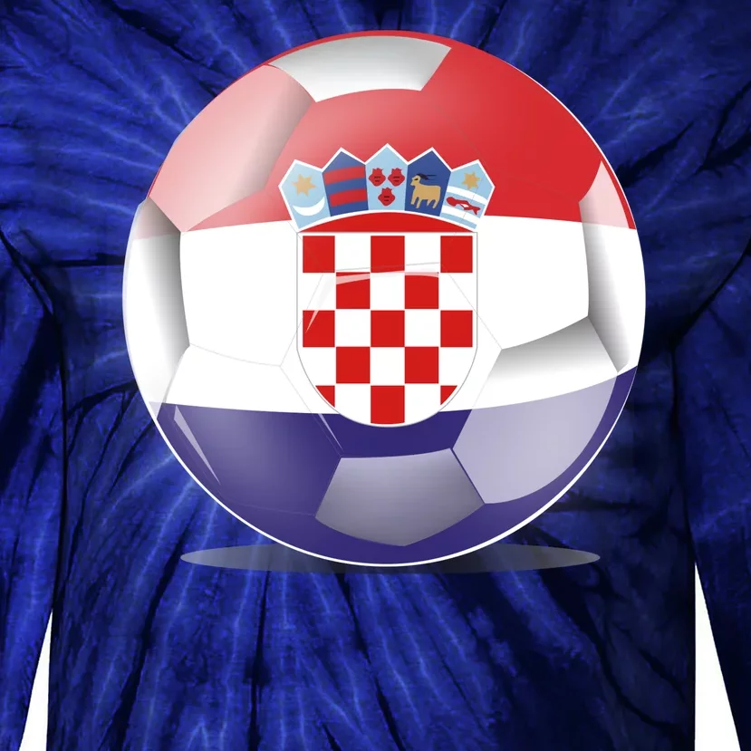 Soccer Ball Country Flag Croatia Tie-Dye Long Sleeve Shirt