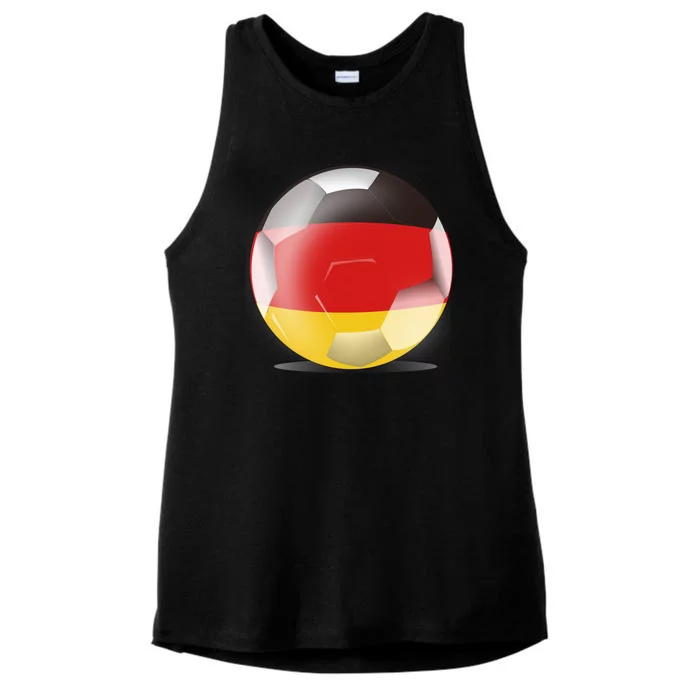 Soccer Ball Country Flag Germany Ladies Tri-Blend Wicking Tank