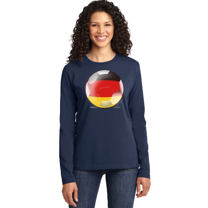 Soccer Ball Country Flag Germany Ladies Long Sleeve Shirt