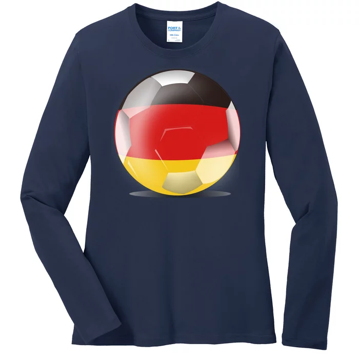 Soccer Ball Country Flag Germany Ladies Long Sleeve Shirt