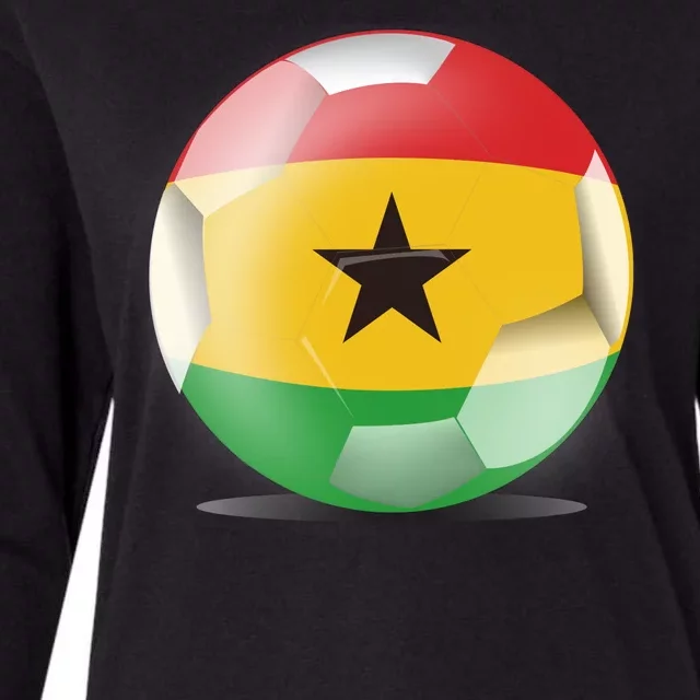 Soccer Ball Country Flag Ghana Womens Cotton Relaxed Long Sleeve T-Shirt