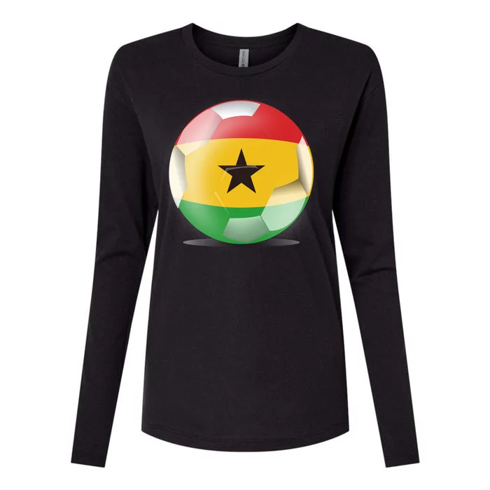 Soccer Ball Country Flag Ghana Womens Cotton Relaxed Long Sleeve T-Shirt