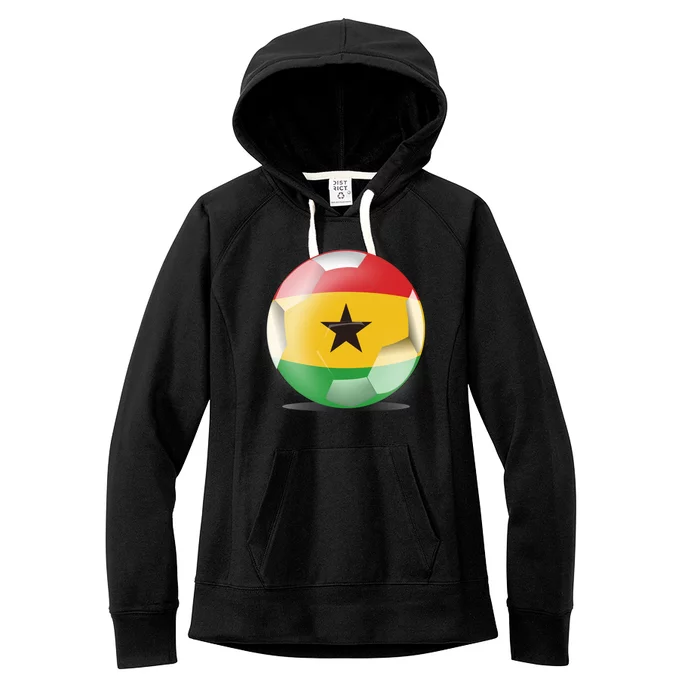 Soccer Ball Country Flag Ghana Women's Fleece Hoodie