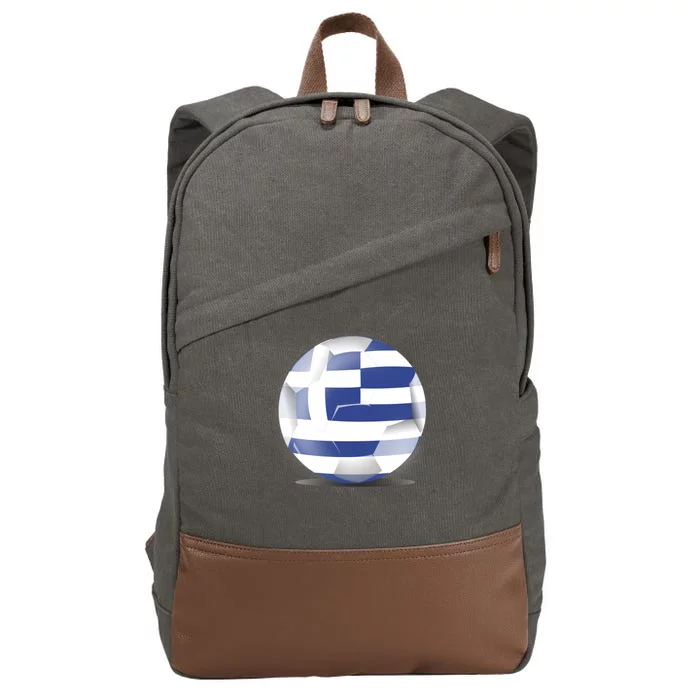 Soccer Ball Country Flag Greece Cotton Canvas Backpack