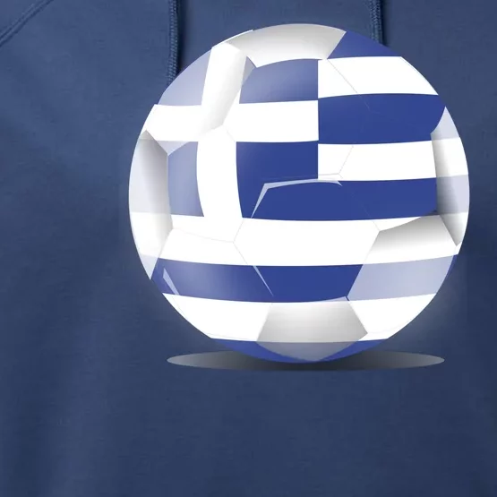 Soccer Ball Country Flag Greece Performance Fleece Hoodie