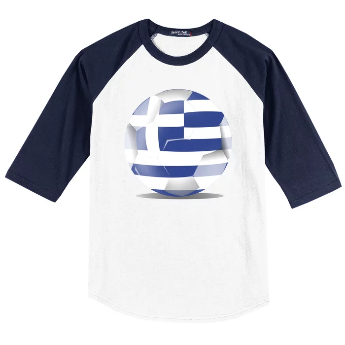 Soccer Ball Country Flag Greece Baseball Sleeve Shirt