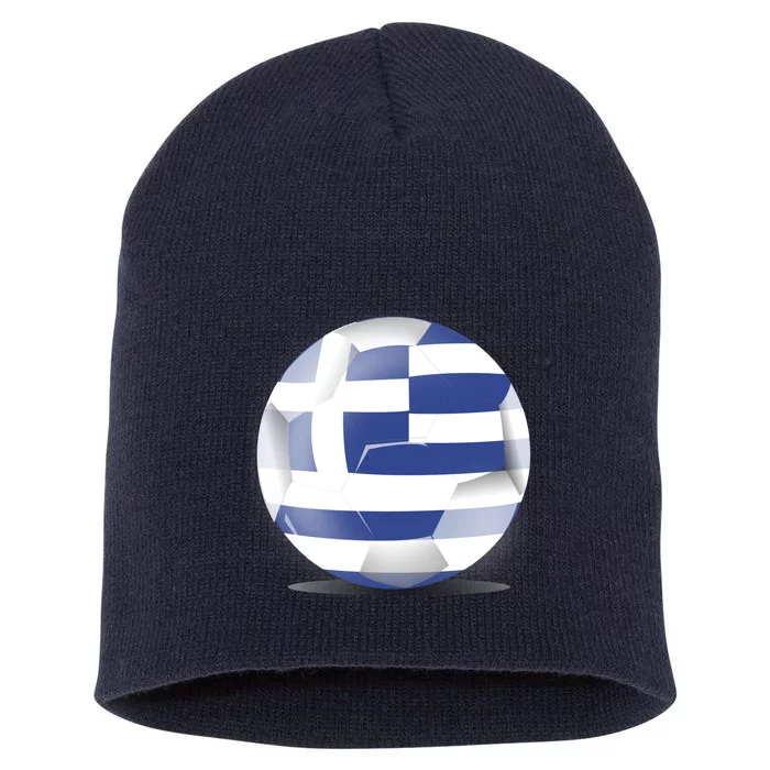 Soccer Ball Country Flag Greece Short Acrylic Beanie