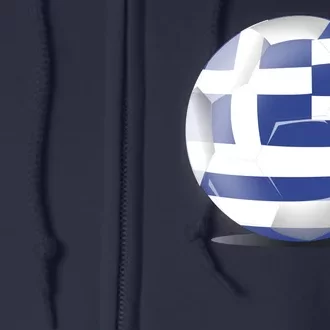 Soccer Ball Country Flag Greece Full Zip Hoodie