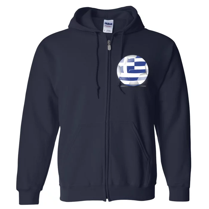 Soccer Ball Country Flag Greece Full Zip Hoodie