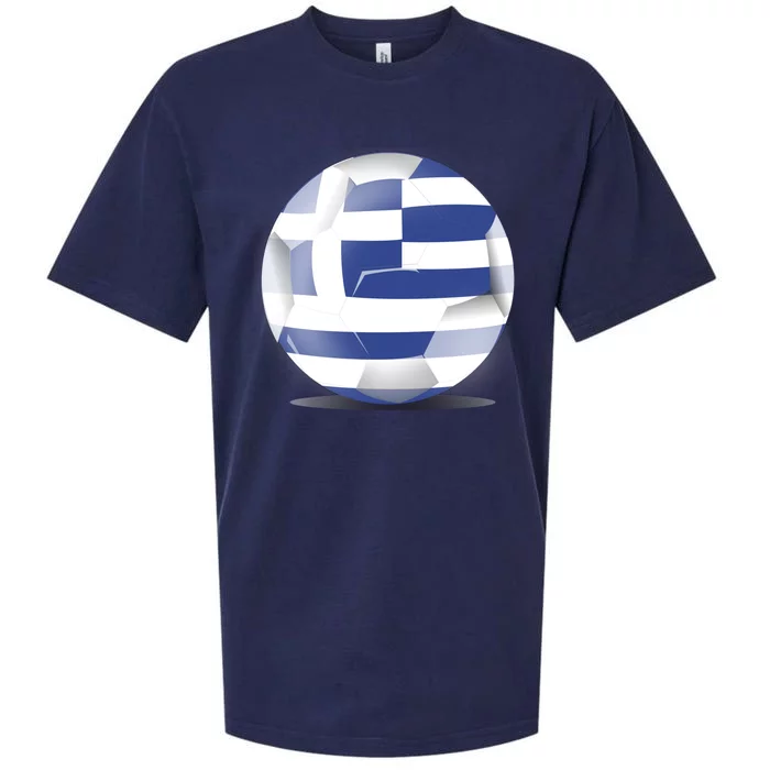 Soccer Ball Country Flag Greece Sueded Cloud Jersey T-Shirt