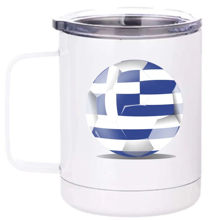 Soccer Ball Country Flag Greece Front & Back 12oz Stainless Steel Tumbler Cup