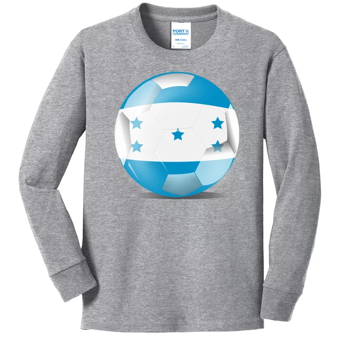 Soccer Ball Country Flag Honduras Kids Long Sleeve Shirt