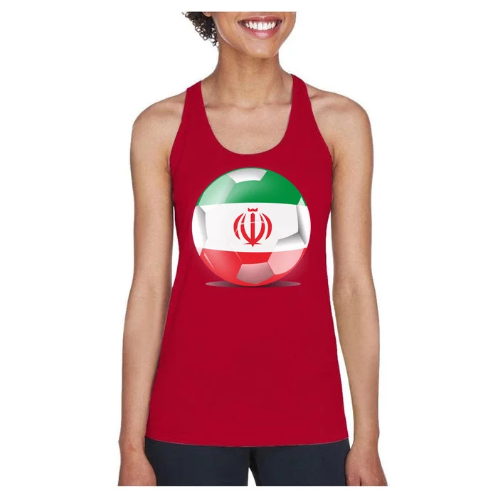 Soccer Ball Country Flag Iran Women's Racerback Tank