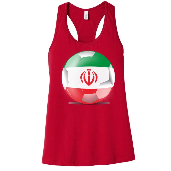 Soccer Ball Country Flag Iran Women's Racerback Tank