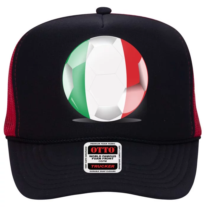 Soccer Ball Country Flag Italy High Crown Mesh Trucker Hat