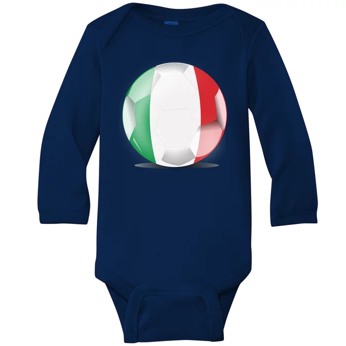 Soccer Ball Country Flag Italy Baby Long Sleeve Bodysuit