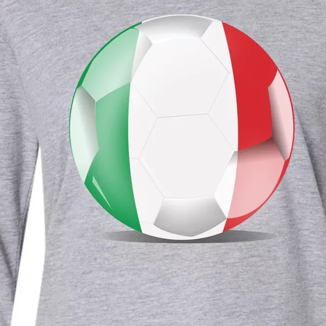 Soccer Ball Country Flag Italy Womens Cotton Relaxed Long Sleeve T-Shirt