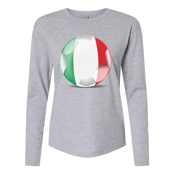 Soccer Ball Country Flag Italy Womens Cotton Relaxed Long Sleeve T-Shirt