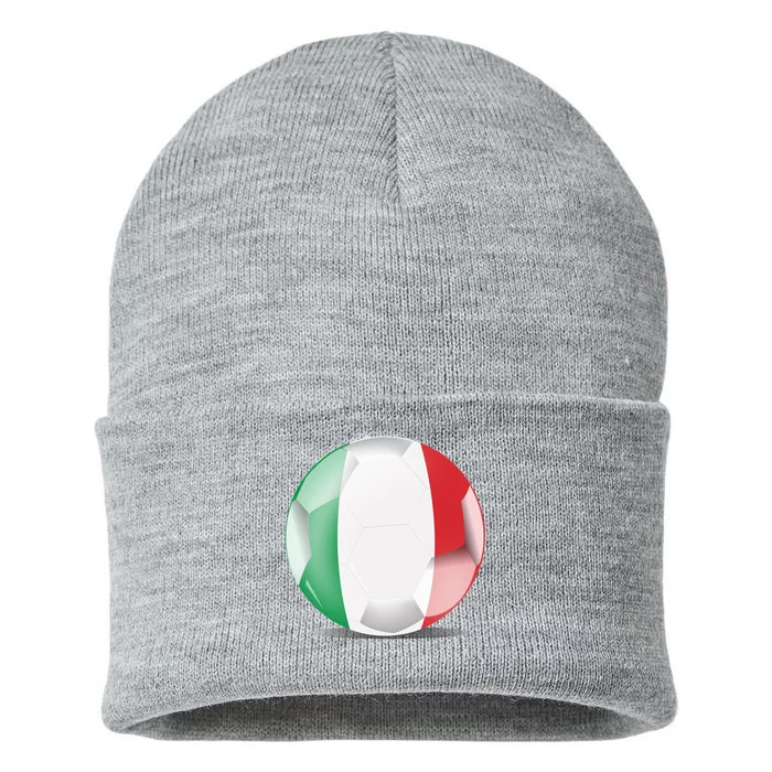 Soccer Ball Country Flag Italy Sustainable Knit Beanie