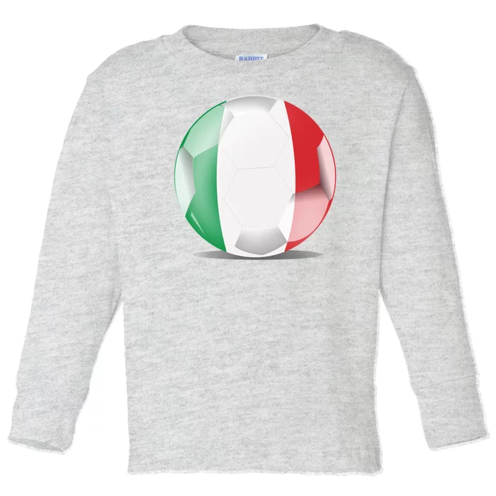 Soccer Ball Country Flag Italy Toddler Long Sleeve Shirt