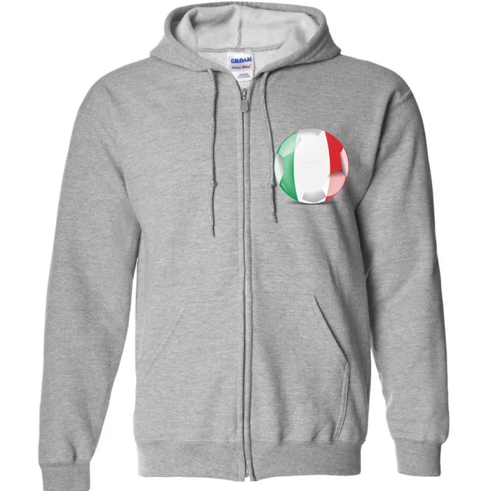 Soccer Ball Country Flag Italy Full Zip Hoodie